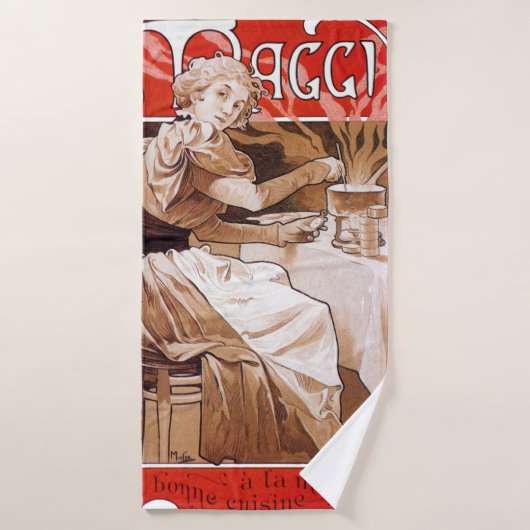 Vrouw Koken, Alphonse Mucha Badhanddoek (Badhanddoek)