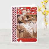 Vrouw Koken, Alphonse Mucha Kaart (Gele Bloem)