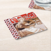 Vrouw Koken, Alphonse Mucha Kartonnen Onderzetters (Schuin)