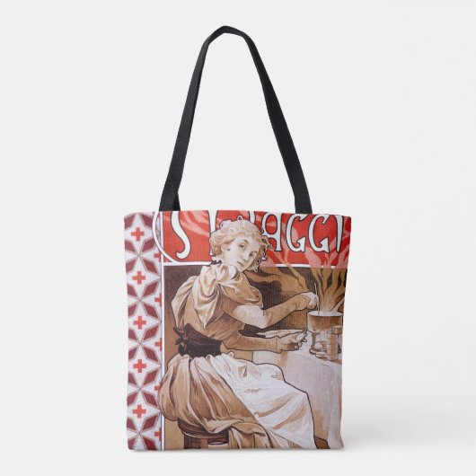 Vrouw Koken, Alphonse Mucha Tote Bag (Achterkant)