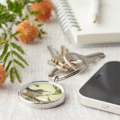 Vrouw kolibrie in haar nest sleutelhanger (Zijkant)