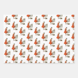 Vrouw Krampus inpakpapier set Vel