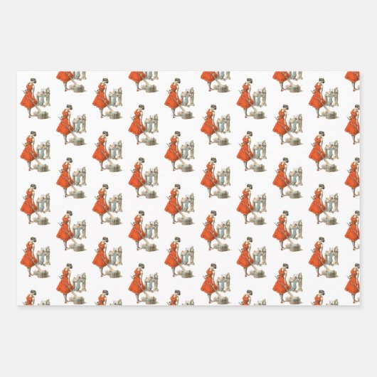 Vrouw Krampus inpakpapier set Vel (Voorkant)