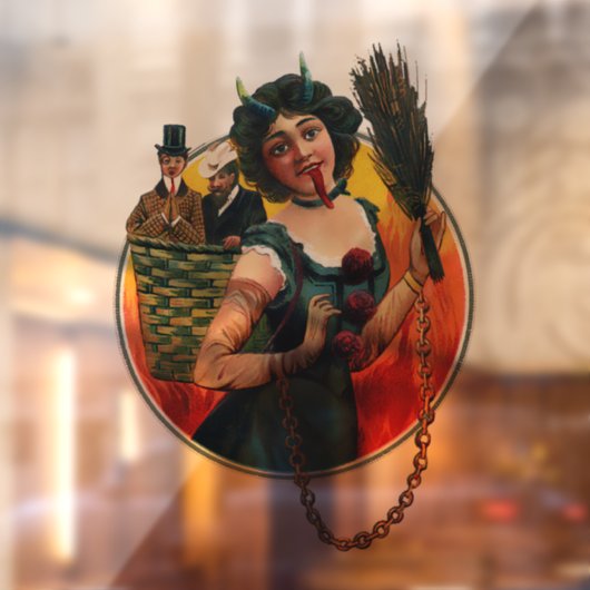 Vrouw Krampus-kersttouwtje Raamsticker (Vel 2)