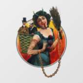 Vrouw Krampus-kersttouwtje Raamsticker (Vel)