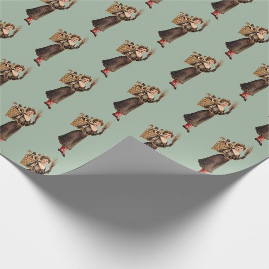 Vrouw Krampus Wrapping Paper 2 Cadeaupapier (Hoek)