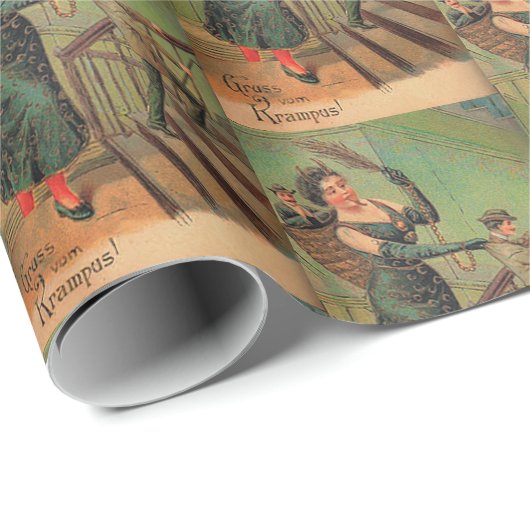 Vrouw Krampus Wrapping Paper Cadeaupapier (Rol Hoek)