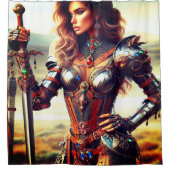 Vrouw krijger douchegordijn (Voorkant)