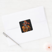 Vrouw krijger met tijger en zwaard vierkante sticker (Envelop)