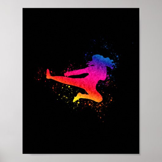 Vrouw krijgskunst, high Kick, schilderspier Poster (Voorkant)
