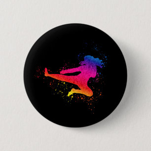 Vrouw krijgskunst, high Kick, schilderspier Ronde Button 5,7 Cm