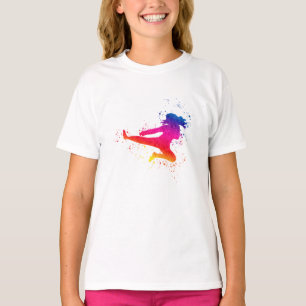 Vrouw krijgskunst, high Kick, schilderspier T-shirt