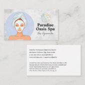 Vrouw krijgt gezichtsbehandeling in spa | Beauty R Visitekaartje (Voorkant / Achterkant)