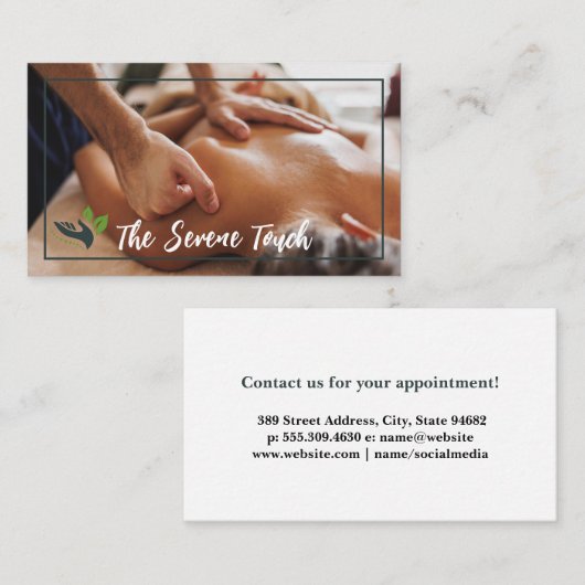 Vrouw krijgt massage terug visitekaartje (Voorkant / Achterkant)