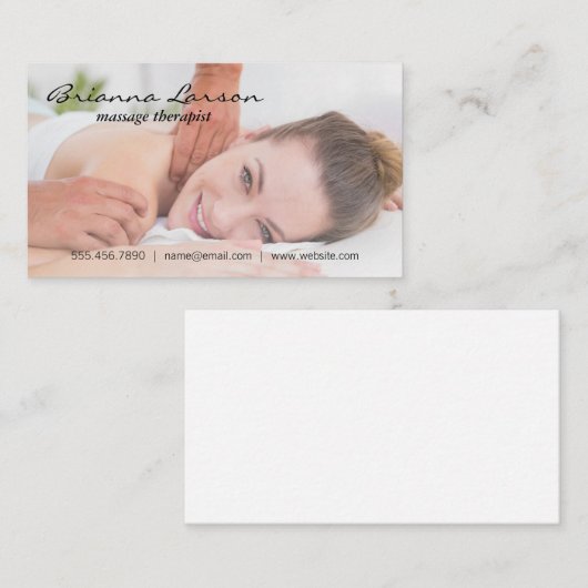 Vrouw krijgt massage visitekaartje (Voorkant / Achterkant)