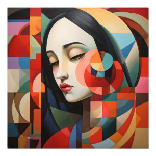 Vrouw kubisme Abstracte kunst Foto Afdruk