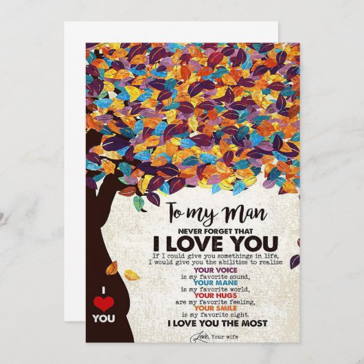 Vrouw Kunst voor mijn man ik hou van man Bedankkaart (Voorkant / Achterkant)