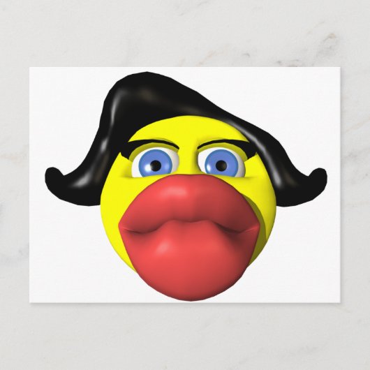 Vrouw kus geel briefkaart (Voorkant)