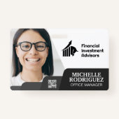 Vrouw lachend | Ondernemingen | Visitekaartje stre Badge (Voorkant)