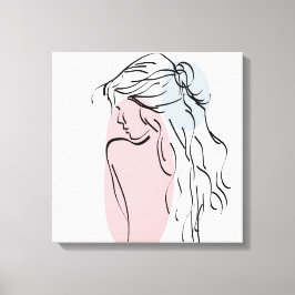Vrouw Lady Girl-tekening Canvas Afdruk