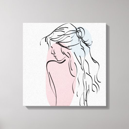 Vrouw Lady Girl-tekening Canvas Afdruk (Voorkant)