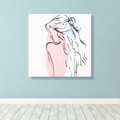 Vrouw Lady Girl-tekening Canvas Afdruk (Insitu (Houten vloer))