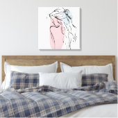 Vrouw Lady Girl-tekening Canvas Afdruk (Insitu (Slaapkamer))