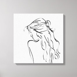 Vrouw Lady Girl-tekening Canvas Afdruk