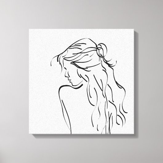 Vrouw Lady Girl-tekening Canvas Afdruk (Voorkant)