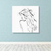 Vrouw Lady Girl-tekening Canvas Afdruk (Insitu (Houten vloer))