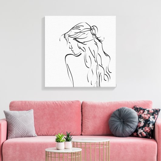 Vrouw Lady Girl-tekening Canvas Afdruk (Insitu (Woonkamer))