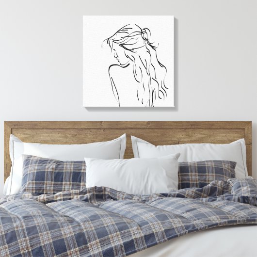 Vrouw Lady Girl-tekening Canvas Afdruk (Insitu (Slaapkamer))