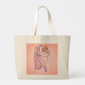Vrouw Lady Line Art Face Drawing Grote Tote Bag (Achterkant)