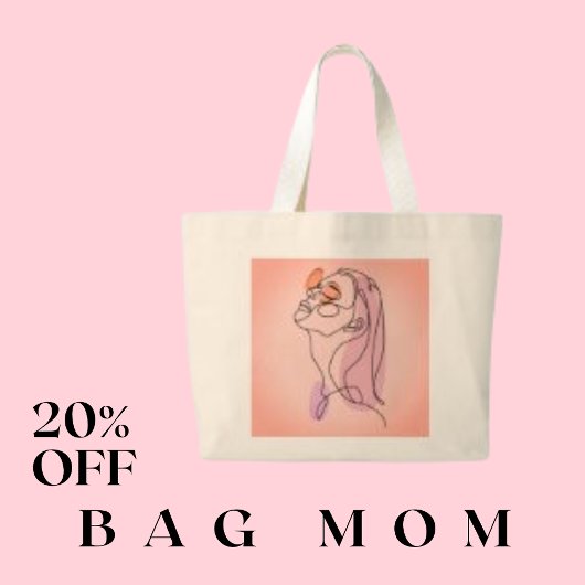 Vrouw Lady Line Art Face Drawing Grote Tote Bag