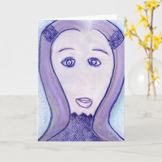 Vrouw lange Hair Portret Tekening Spirituele Kunst Kaart (Gele Bloem)