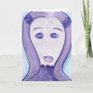 Vrouw lange Hair Portret Tekening Spirituele Kunst Kaart