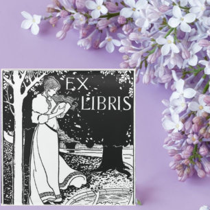 Vrouw leest Art Nouveau Glazen Onderzetter