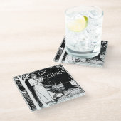 Vrouw leest Art Nouveau Glazen Onderzetter (Schuin)