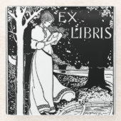 Vrouw leest Art Nouveau Glazen Onderzetter (Voorkant)