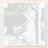 Vrouw leest Art Nouveau Glazen Onderzetter (Achterkant)