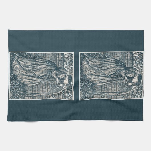 Vrouw Leest de tuin Theedoek (Horizontaal)