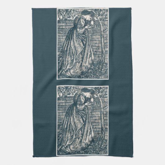 Vrouw Leest de tuin Theedoek (Verticaal)