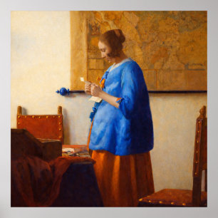 Vrouw leest een brief van Johannes Vermeer Poster