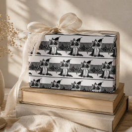 Vrouw leest met zwarte kat    cadeaupapier