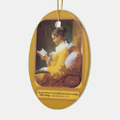 Vrouw leesversiering keramisch ornament (Links)