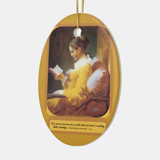 Vrouw leesversiering keramisch ornament (Links)