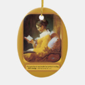 Vrouw leesversiering keramisch ornament (Voorkant)