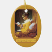 Vrouw leesversiering keramisch ornament (Achterkant)