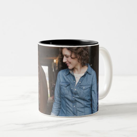 Vrouw leidpaard tweekleurige koffiemok (Voorkant rechts)