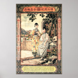 VROUW LEISURE Chinese thee laat oude reclame achte Poster